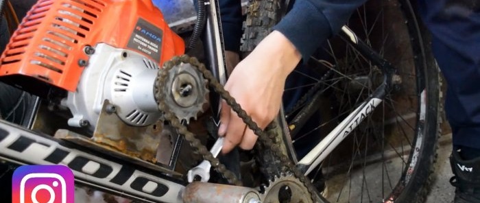 How to install a motor from a brush cutter to a bicycle