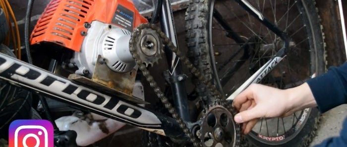 How to install a motor from a brush cutter to a bicycle