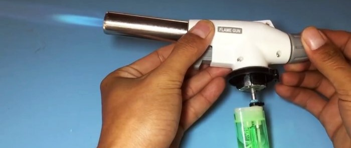 How to connect a lighter to a gas burner when there is no cylinder