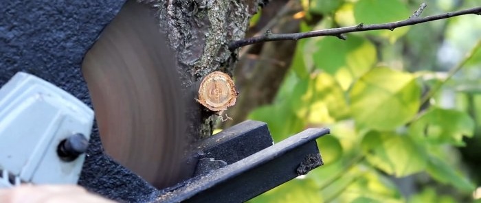 Drill attachment made from an old grinder for sawing wood