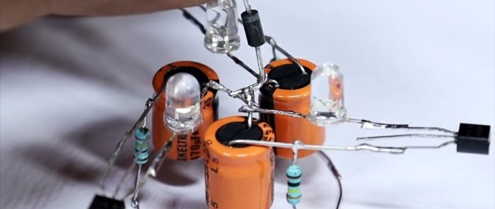 How to assemble a three-LED flasher powered by 220 V