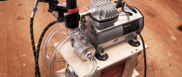 How to make a receiver for an airbrush compressor from aerosol cans