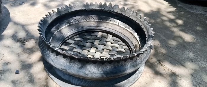 How to cut a car tire into thin strips and where to use it