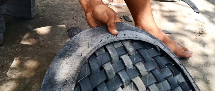 How to cut a car tire into thin strips and where to use it