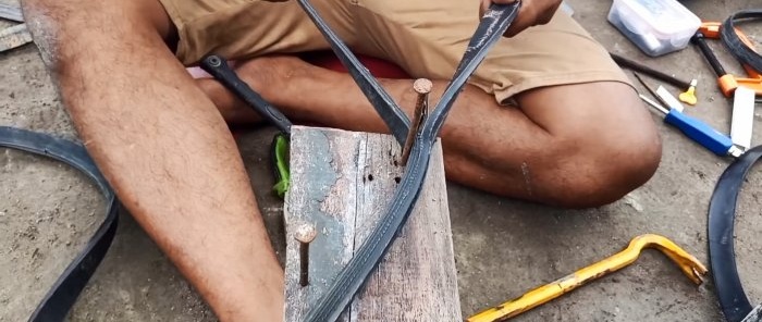 How to cut a car tire into thin strips and where to use it