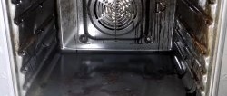 The stove is like new.How to clean the oven, burners and grate from dried carbon deposits