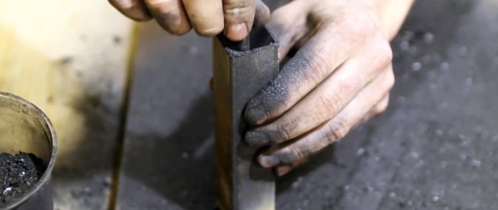 An ancient method of turning soft steel into hard steel.