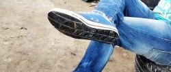 Repairing a leaky sole with a car tire