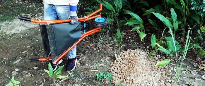 You can take such a lightweight homemade wheelbarrow with you and store it anywhere