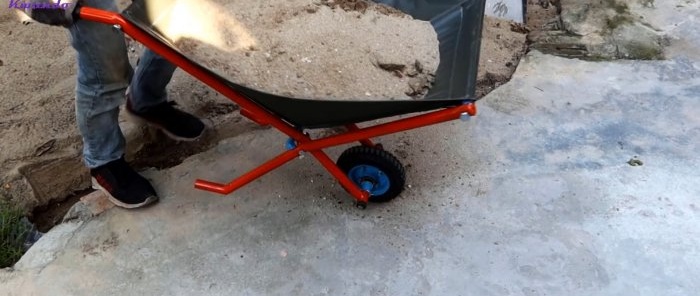 You can take such a lightweight homemade wheelbarrow with you and store it anywhere