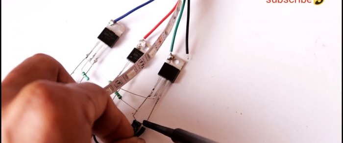 How to assemble an RGB strip switching controller without microcircuits using three transistors