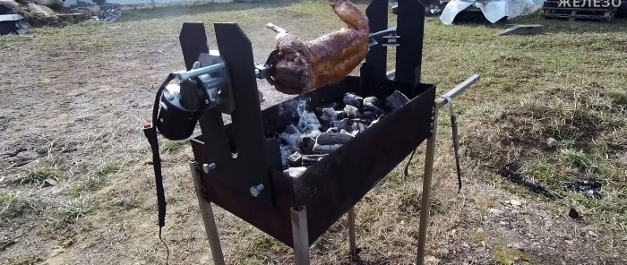 How to make an electric grill spit from a windshield wiper motor