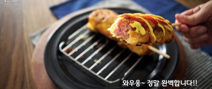 Crispy potato hot dog without flour