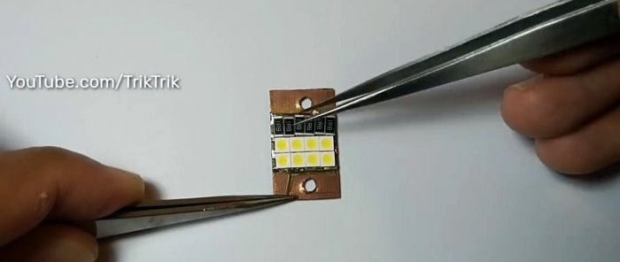 LEDs and resistors are laid out according to the diagram