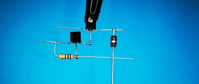 Solder the photodiode between the base and collector of the transistors