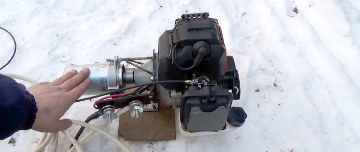 Welding generator from a brush cutter engine