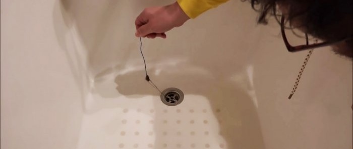 How to clean a bathroom drain with stranded wire