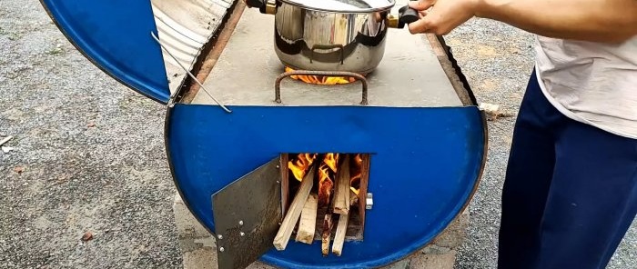 How to make an outdoor grill oven from a 200 liter barrel