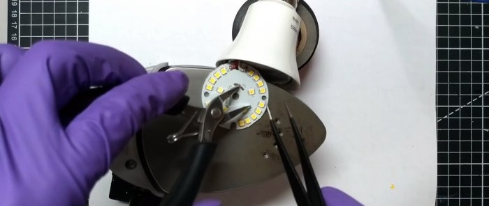 How to use an iron to replace a burnt-out LED in an LED lamp