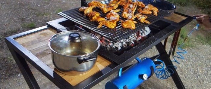 How to make a grill with an ignition cylinder and a lifting grate based on a car jack