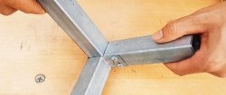 How to make a corner connection of three profile pipes without welding