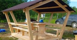 How to build a gazebo alone in 1 day from boards and ondulin