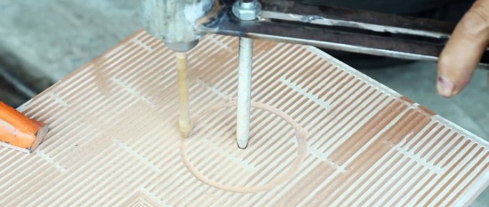 How to make a device for a drill for drilling holes in tiles of any diameter