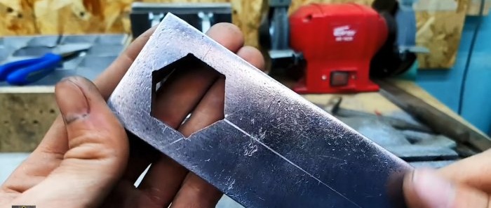 How to make a hex hole in thick steel in a garage