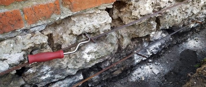 An inexpensive way to repair a cracked wall while strengthening the foundation