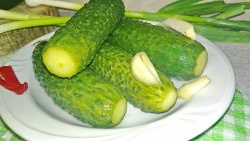 Classic recipe for pickling crispy lightly salted cucumbers in a jar