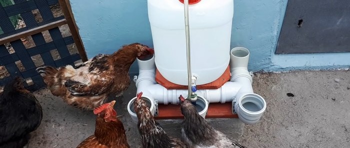 Automatic waterer for poultry from sewer tees and elbows