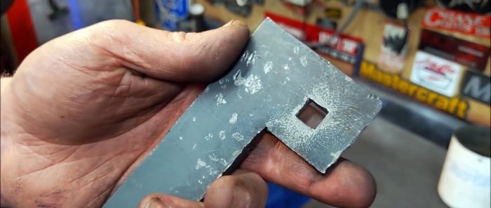 We make square holes in metal in the garage