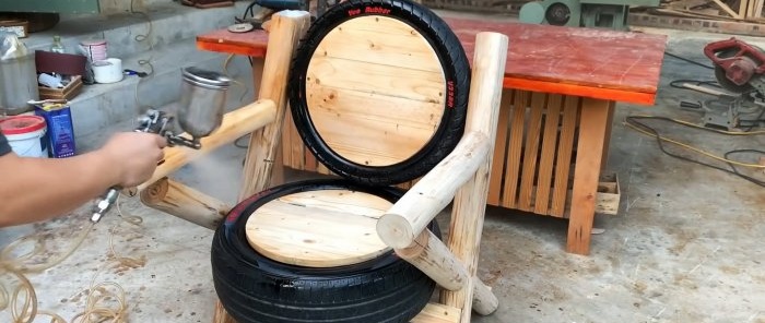 How to make an outdoor chair from old tires