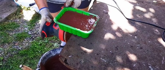 Paving slabs without vibrating table and molds in food trays