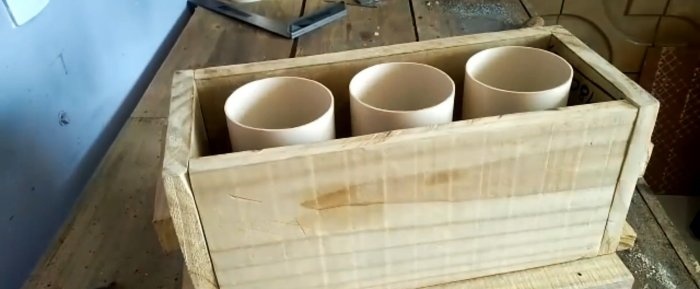 How to make a simple mold for casting cement blocks from boards and PVC pipe