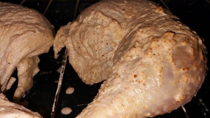 Chicken cooked on a wire rack in the oven An underrated recipe for crispy skin