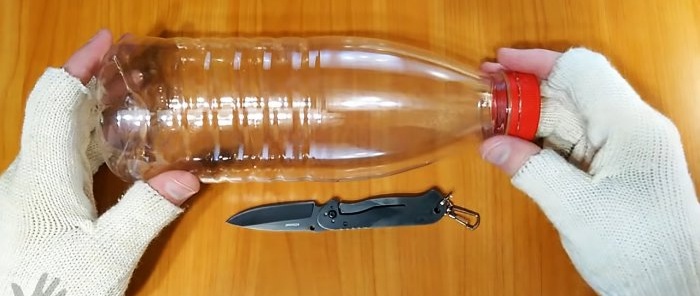 How to unravel a PET bottle onto a ribbon without a bottle cutter