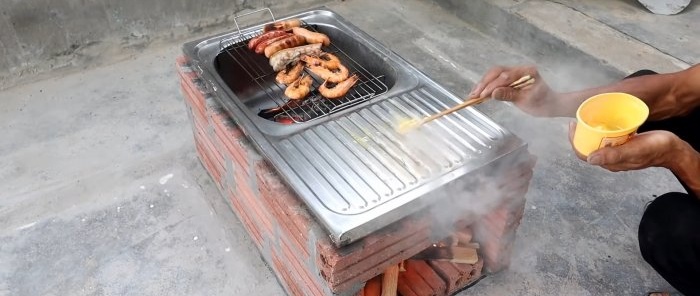 How to cheaply make an outdoor oven from an old sink