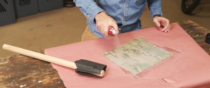 How to cover a textured surface with camouflage fabric using the example of a holster