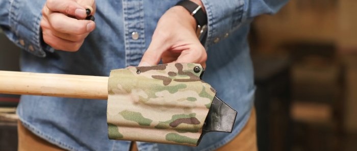 How to cover a textured surface with camouflage fabric using the example of a holster