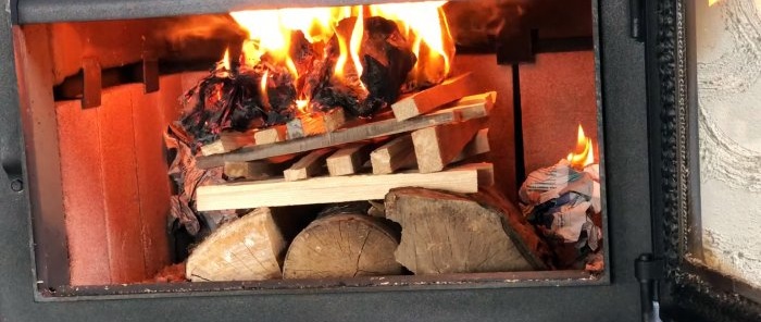 How to put wood in a stove to increase the burning time several times