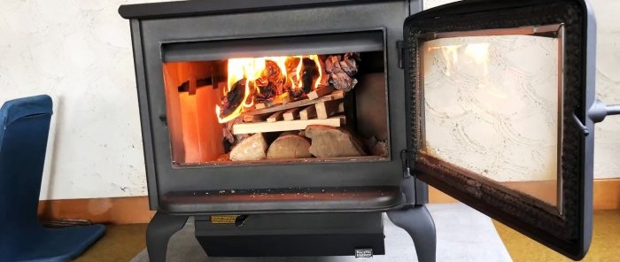 How to put wood in a stove to increase the burning time several times