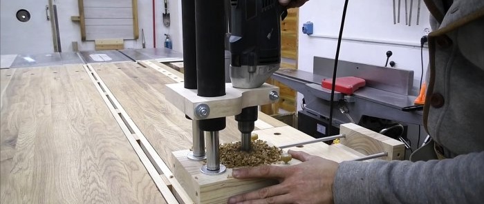 Drill stand made from old shock absorbers without welding and without metal processing