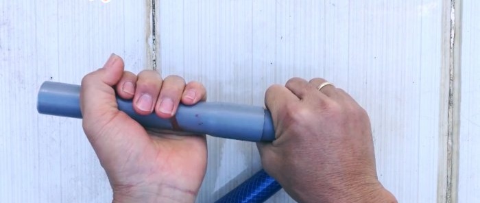 How to securely connect a plastic pipe to a garden hose without special fittings and clamps