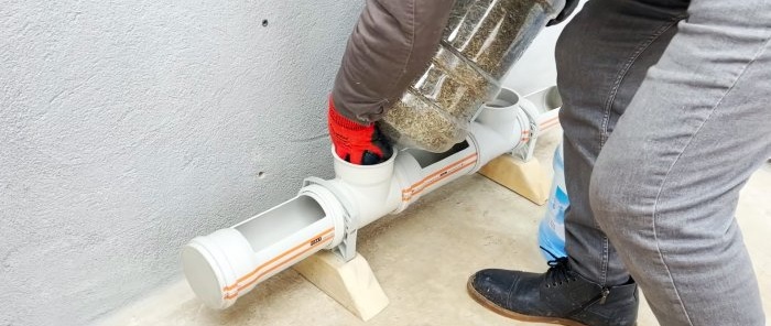 Long-lasting poultry feeder made of PVC pipes