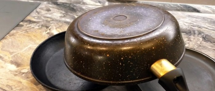 How to clean old frying pans from old carbon deposits using cheap products and make them non-stick