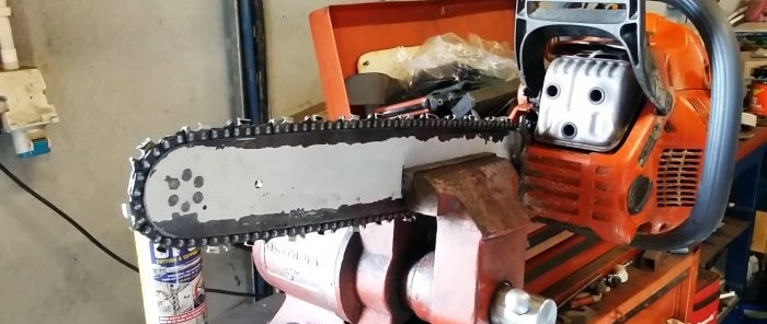 High-speed sharpening of a chainsaw chain using a drill