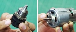 How to attach a drill chuck to a thin electric motor shaft using a bolt