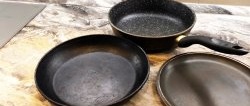 How to clean old frying pans from old carbon deposits using cheap products and make them non-stick