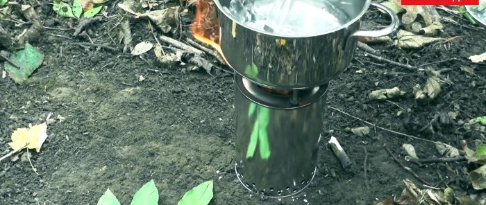 How to make a smokeless pyrolysis woodchip stove with high efficiency from tin cans